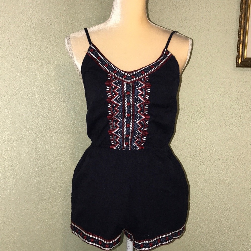 Angie Navy Spaghetti Strap Romper Size Small